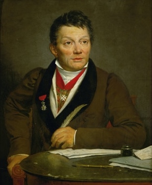 Portrait painting of Alexandre Lenoir, mentor to French artist Honoré Daumier, depicted with a medal of honor.