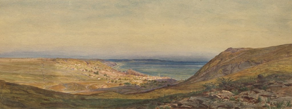 Watercolor depiction of a Southeast European landscape by Austro-Hungarian artist Felix Philipp Kanitz.