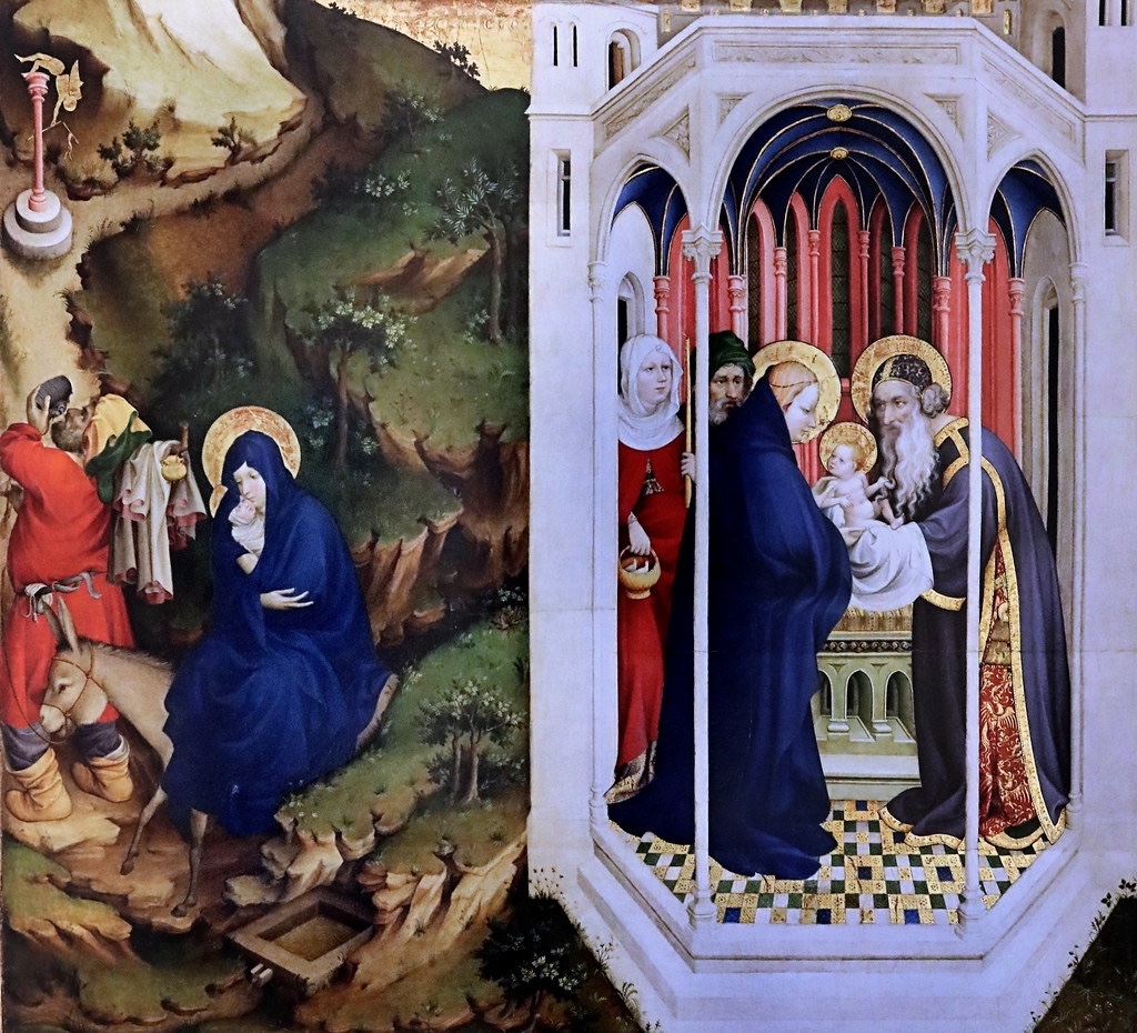 Altarpiece of the Crucifixion by Melchior Broederlam in 1395 present in the Dijon Museum of Fine Arts