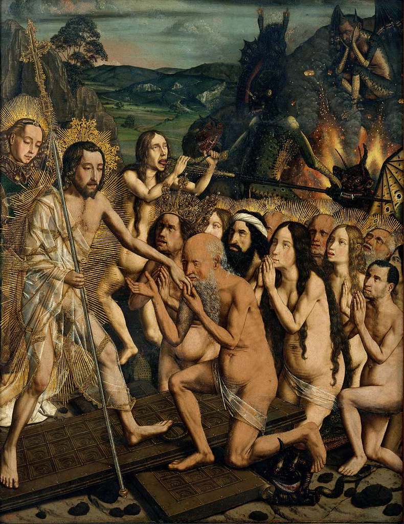 Bartolome Bermejo's Descent of Christ into Limbo, a powerful depiction of Biblical themes with rich textures and emotional depth.