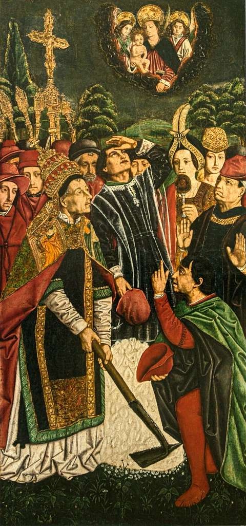 The Miracle of the Merciful Leg by Bartolome Bermejo, illustrating his mastery in religious narrative and Gothic painting techniques.