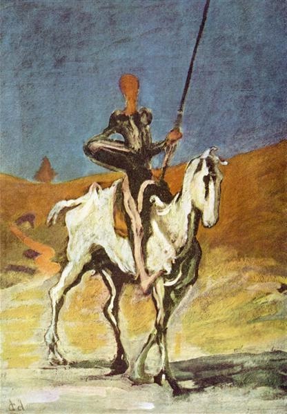 Painting by Honoré Daumier of Don Quixote and Sancho Panza, capturing the timeless characters in vivid brushstrokes.