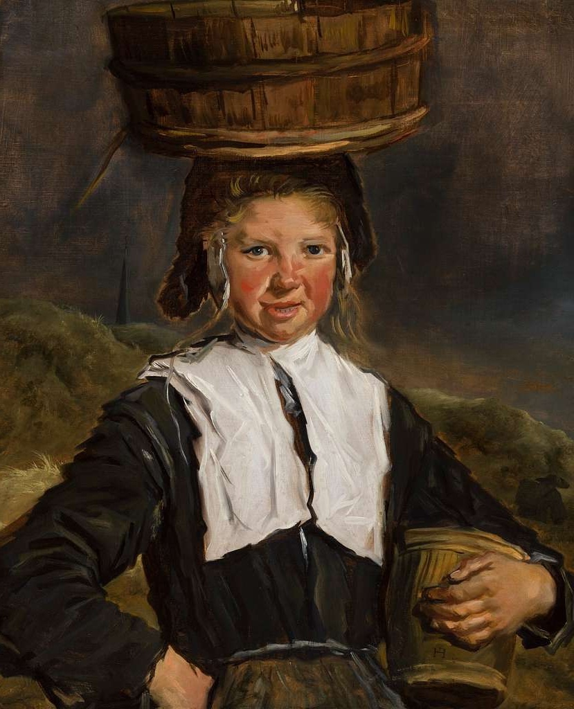 The portrait Fishergirl with a basket on her head by Frans Hals in 1635