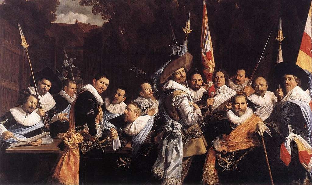 Officers and sergeants of the st hadrian civic guard by Frans Hals during the Dutch Golden Age in 1639