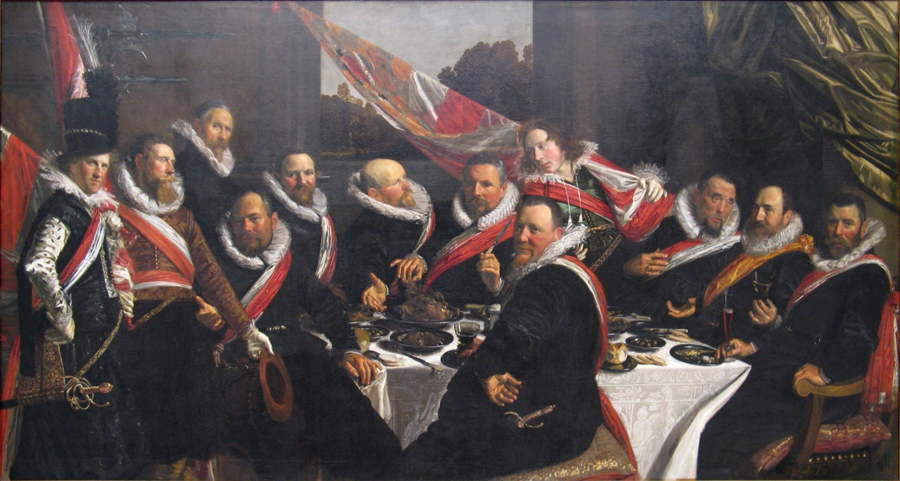 The Banquet of the Officers of the St George Militia Company by Frans Hals in 1616