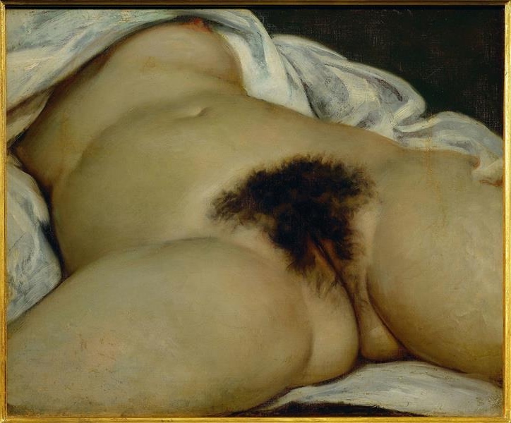 Gustave Courbet's provocative painting 'The Origin of the World,' depicting a close-up view of the female form, challenging the conventions of French Painting.