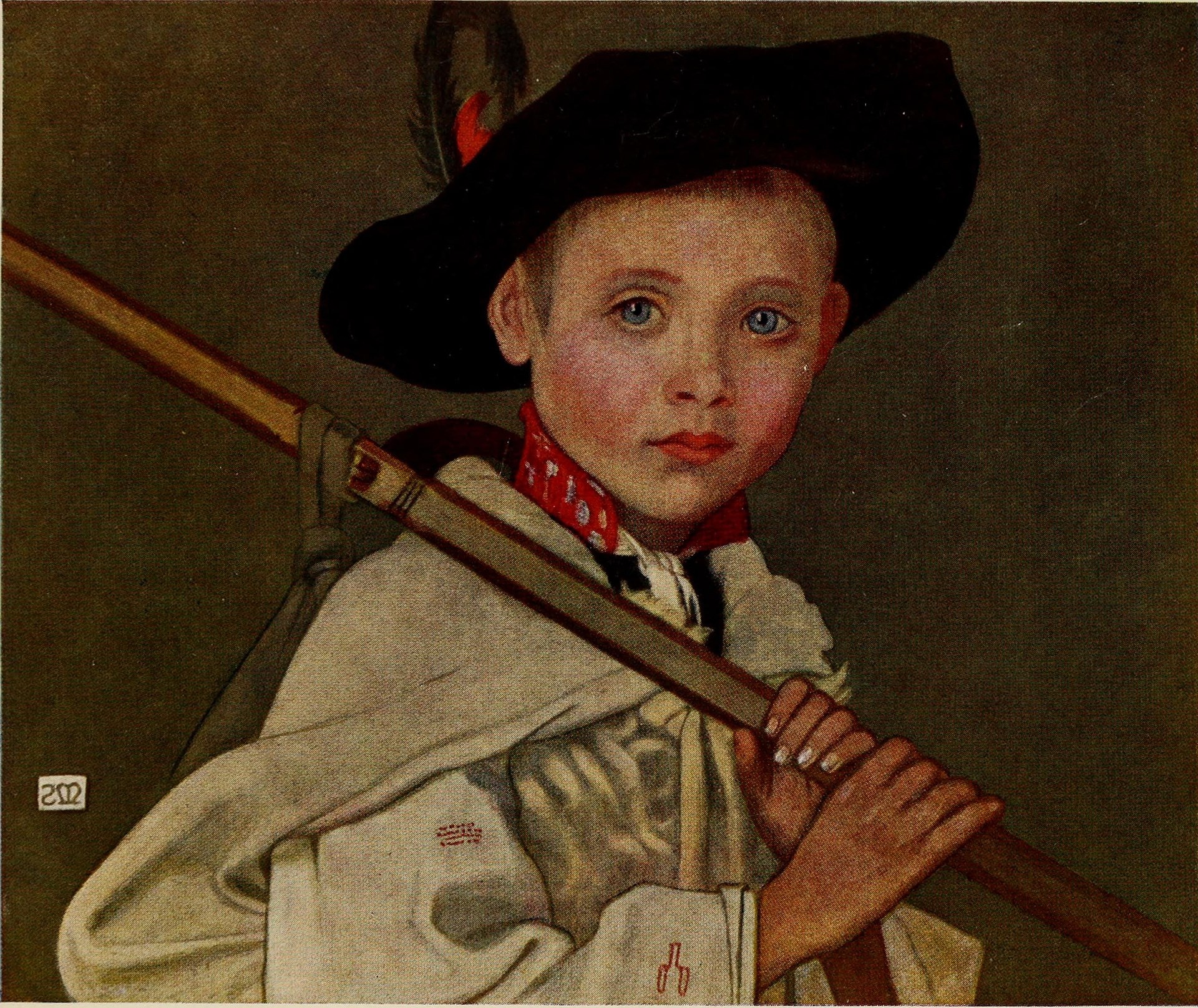 Marianne Stokes's painting of a young boy dressed as a hunter, capturing the adventurous spirit valued in Victorian England.