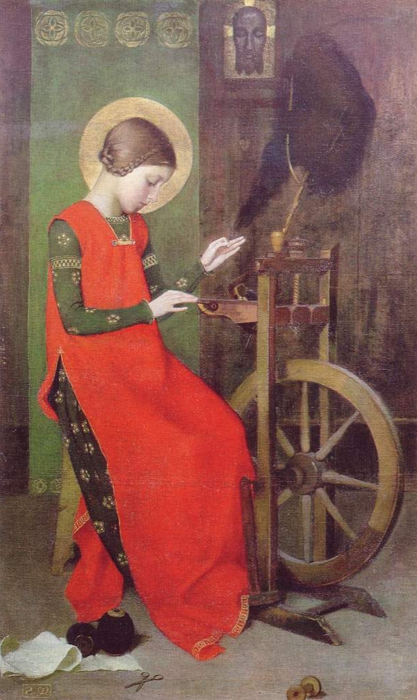Painting by Marianne Stokes depicting St. Elizabeth of Hungary, illustrating the Victorian values of charity and virtue embraced by women artists.