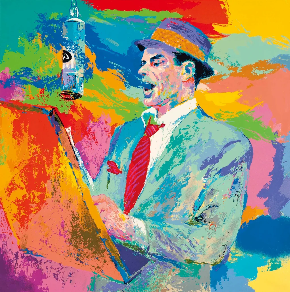 Frank Sinatra Duets captures the dynamic energy and elegance of Sinatra, reflecting Neiman's signature impressionist style.