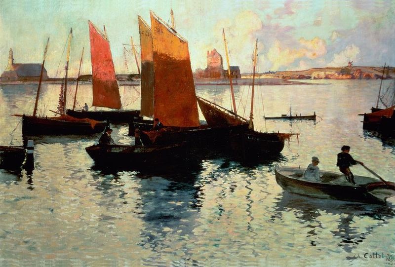 Rayons du soir, port de Camaret. This oil on canvas painting dates to 1892.