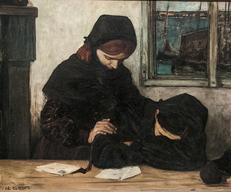 Two Ouessant women in mourning, an oil on canvas, was executed in 1903. 