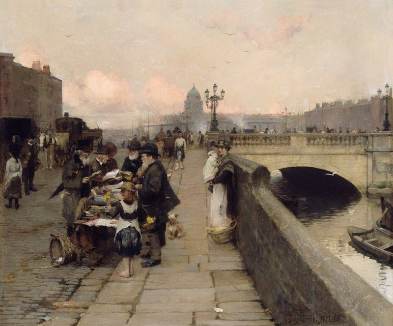Dublin Streets: A Vendor of Books (1889) captures a quiet, intimate moment of urban life.