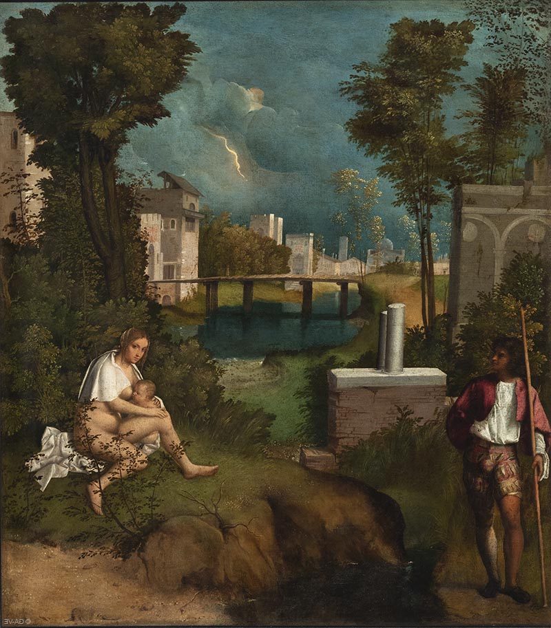 The Tempest (c. 1508) is one of Giorgione’s most famous works and a key example of his innovative approach to Renaissance painting.