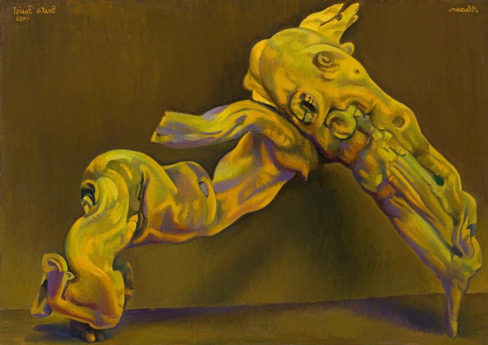 Greta Freist created the painting Alraun in 1980 as part of her series Wunder der Natur (Wonders of Nature)