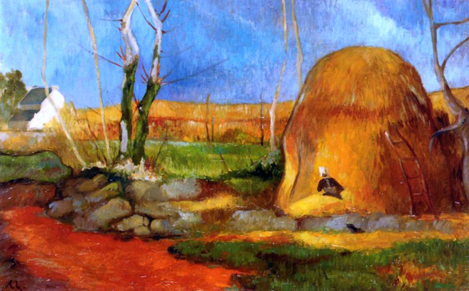 A striking example of Post-Impressionism, showcasing the artist’s distinctive use of bold colors, simplified forms, and a focus on rural life.