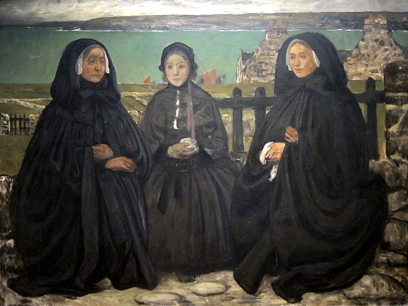 Cottet depicts three Breton women in mourning dress