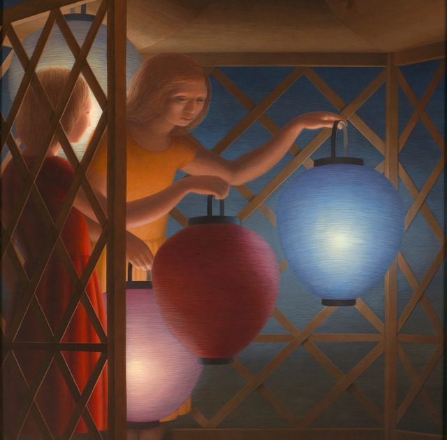 An evocative painting that captures a serene nocturnal scene. 