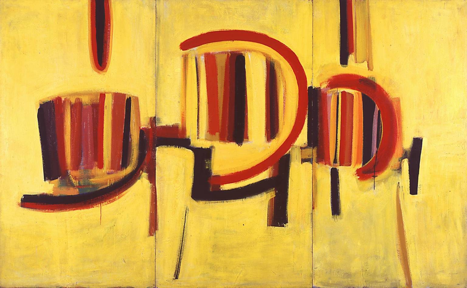 Yellow Triptych explores light, warmth, and rhythm through three panels, using abstract forms and tonal shifts to create movement and emotional depth.
