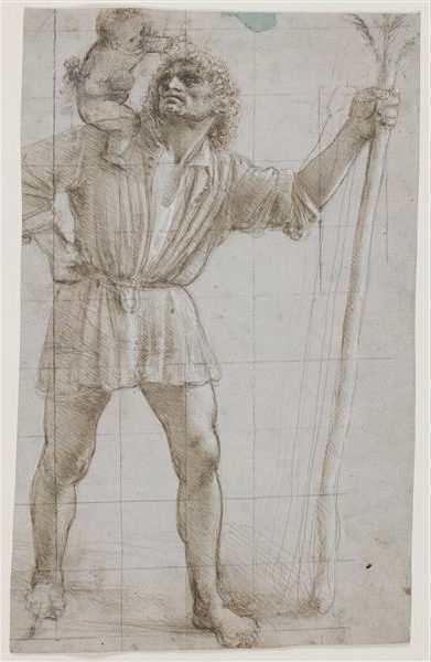 St. Christopher with the Infant Jesus (1490) is a rare religious painting attributed to the renowned Renaissance architect and artist. 