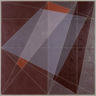 Showcases his ability to create powerful abstraction with a limited color palette and structured compositions.