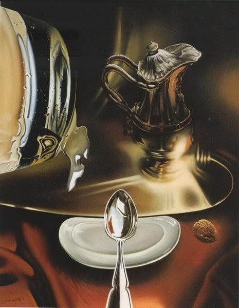 Nature Morte (1982) reflects his surrealist and hyperrealist approach to the traditional still life genre