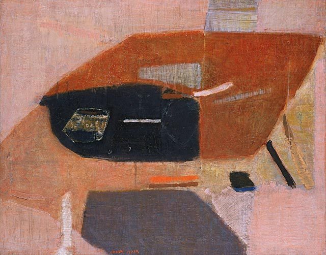Exemplifies Okada’s fusion of Western abstract styles with a sensitivity to Japanese aesthetics.