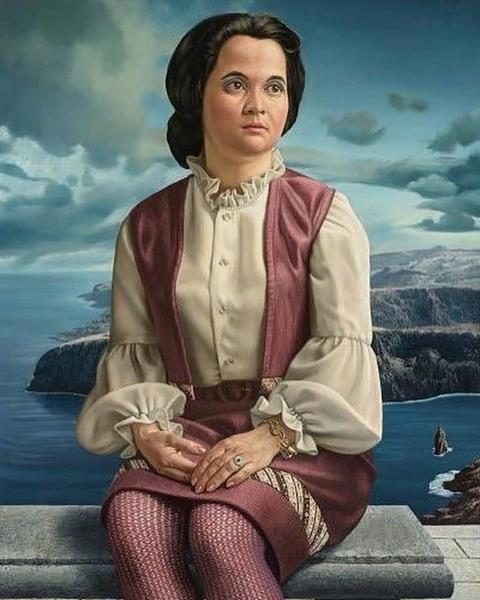 Portrait of Pamela Maresch-Boon, exemplifying his Magic Realism style