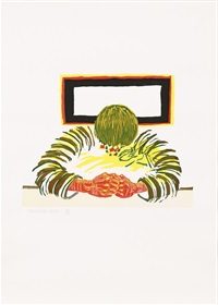 Dubbende man (Worrying Man) is a color woodcut by Belgian artist Roger Raveel, created in 1983.