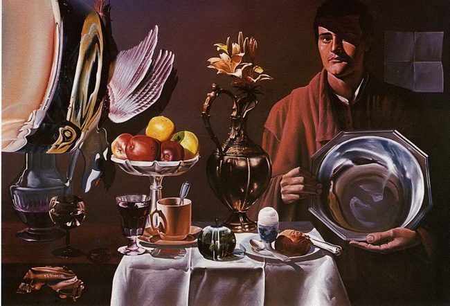 Scène d’Intérieur (1978) reflects themes of illusion, duality, and the surreal nature of perception.