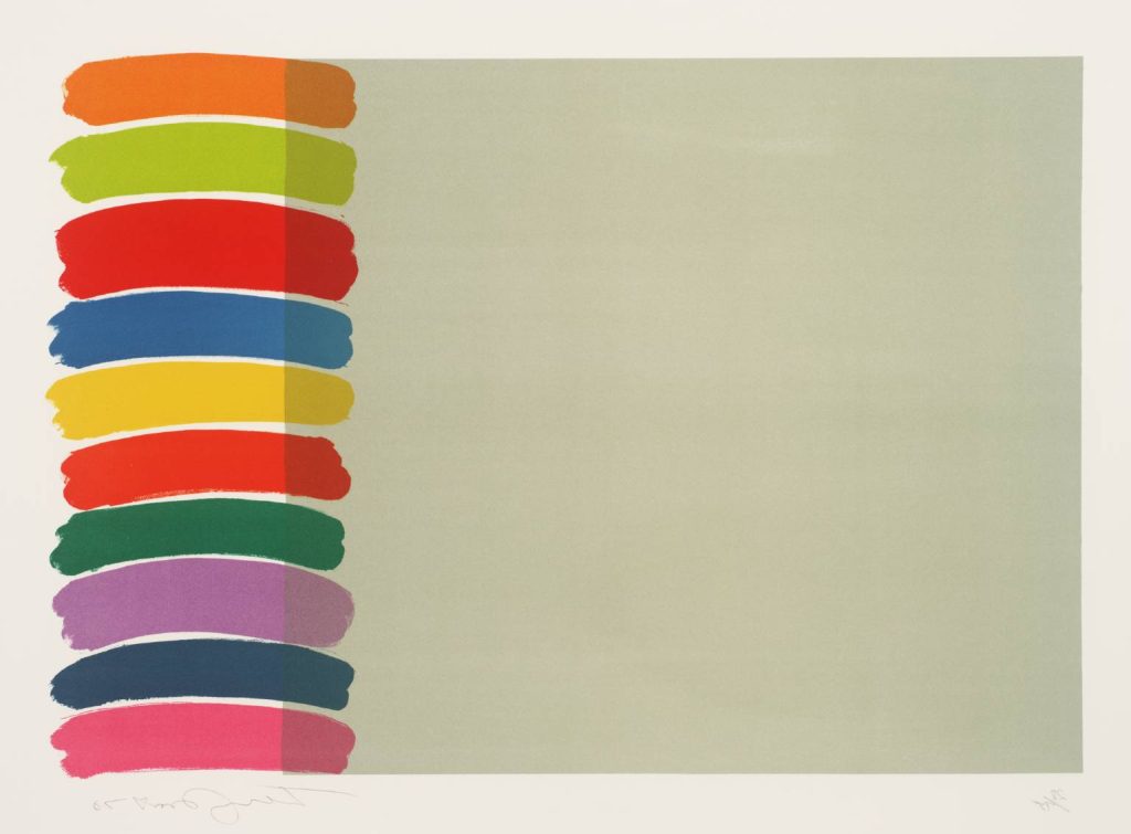 Stacked on the Side (1970) uses bold colors and layered forms to explore balance, asymmetry, and movement.