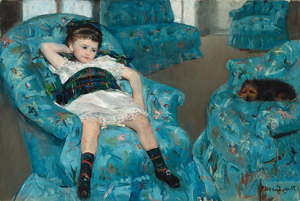 Little Girl in a Blue Armchair (1878) reflects a candid and modern portrayal of childhood.