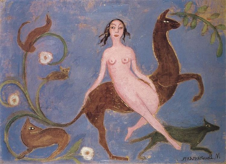 Diane Hunting (1908) exemplifies Laurencin's ability to blend classical themes with modernist aesthetics