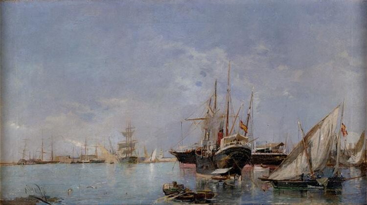 Marina. Port de València (1882) reflects themes of maritime life, atmosphere, and the beauty of Valencia’s coastline. 