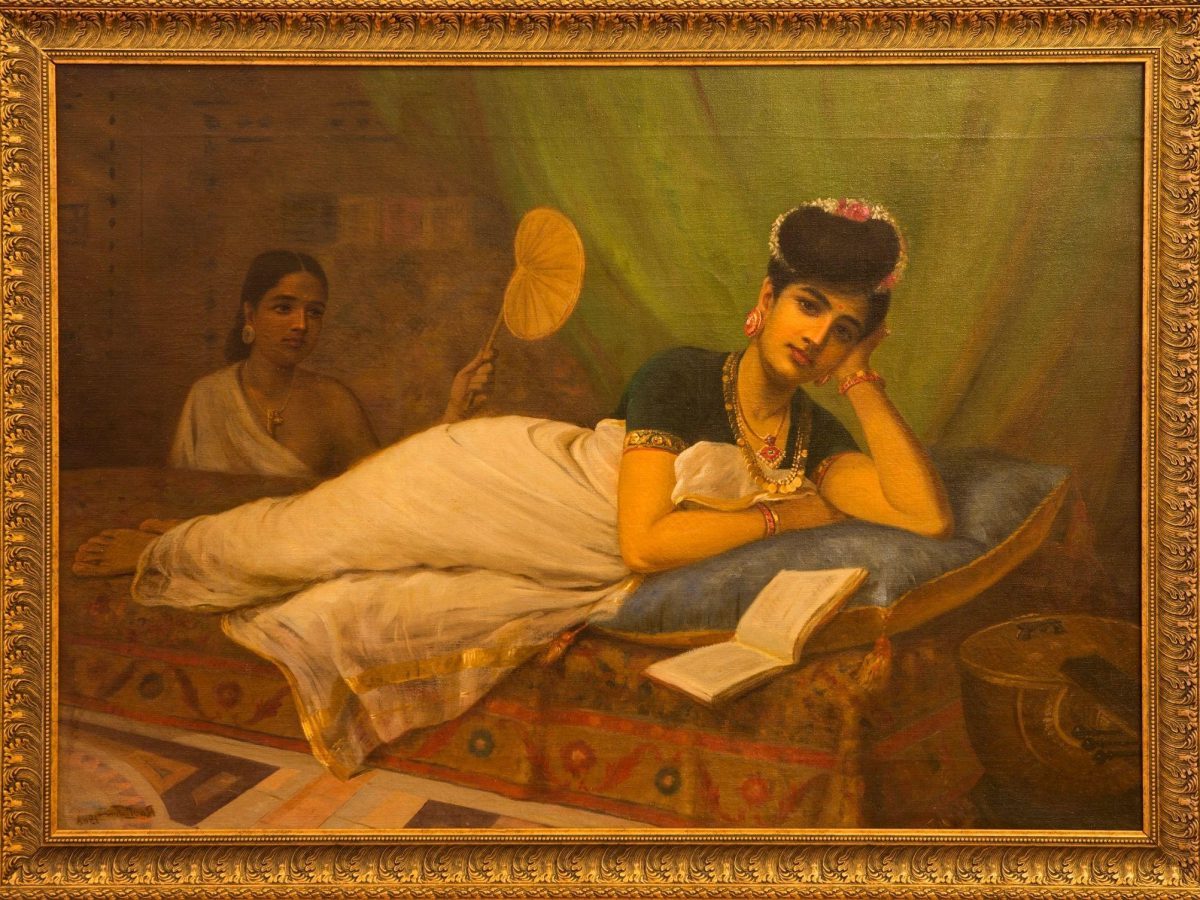 Reclining Nair Lady by Raja Ravi Varma in 1902