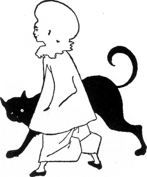 Pierrot and Cat, from St. Paul’s (1893) reflects a theatrical scene, depicting Pierrot in elaborate garments alongside a mysterious cat, creating an air of intrigue.

