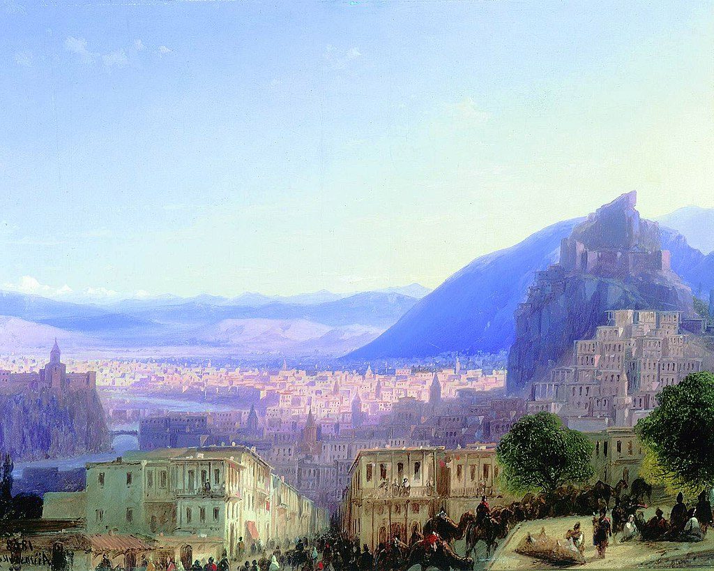 View of Tiflis from Seid-Abaz (1868) reflects the artist’s skill in capturing both natural grandeur and urban charm.