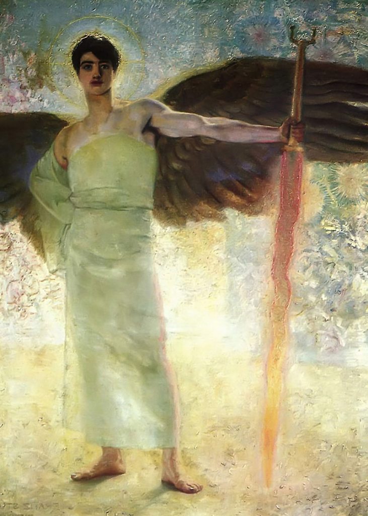 The Guardian of Paradise (1889) reflects the Symbolist movement’s preoccupation with myth and spirituality.