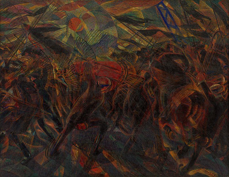 The Funeral of the Anarchist Galli (Il Funerale dell’Anarchico Galli, 1910–1911) reflects the chaos, violence, and revolutionary energy.
