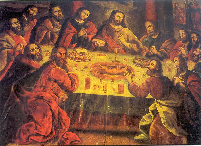The Last Supper, c. 1753 by Marcos Zapata reflects the fusion of European religious themes with indigenous Andean influences.