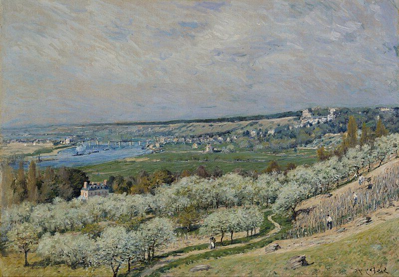 The Terrace at Saint-Germain, Spring (1875) reflects the Impressionist fascination with capturing the effects of light and atmosphere in everyday scenes.