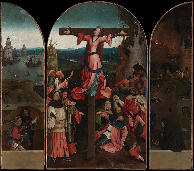 The Crucifixion of St. Wilgefortis (c. 1497) reflects themes of martyrdom, gender, and divine intervention.