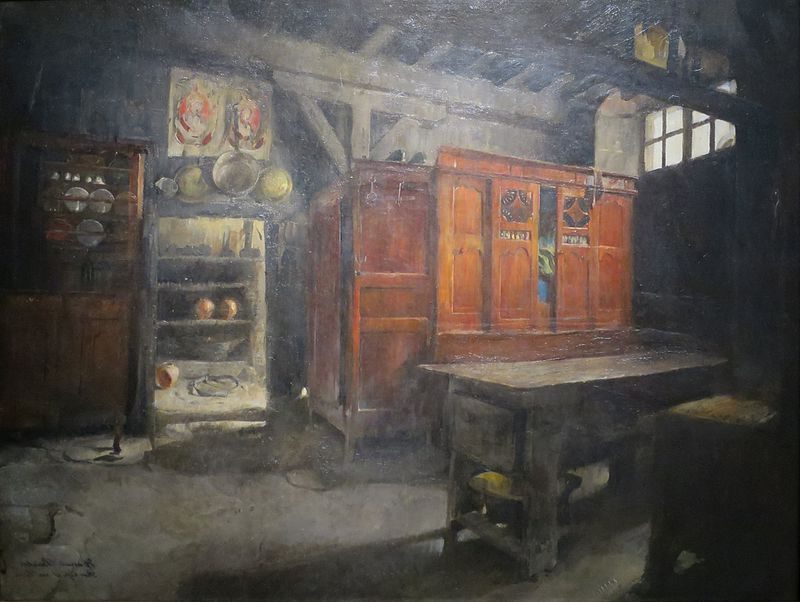Breton Interior (1882) by Harriet Backer reflects the quiet simplicity and intimate atmosphere of domestic life in rural Brittany, France.