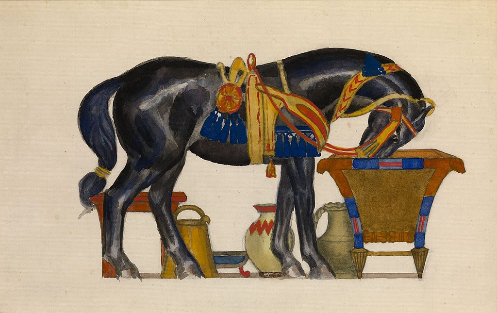 Drawing of a Horse Drinking (early 20th century) showcases his keen observational skills and mastery of line work.
