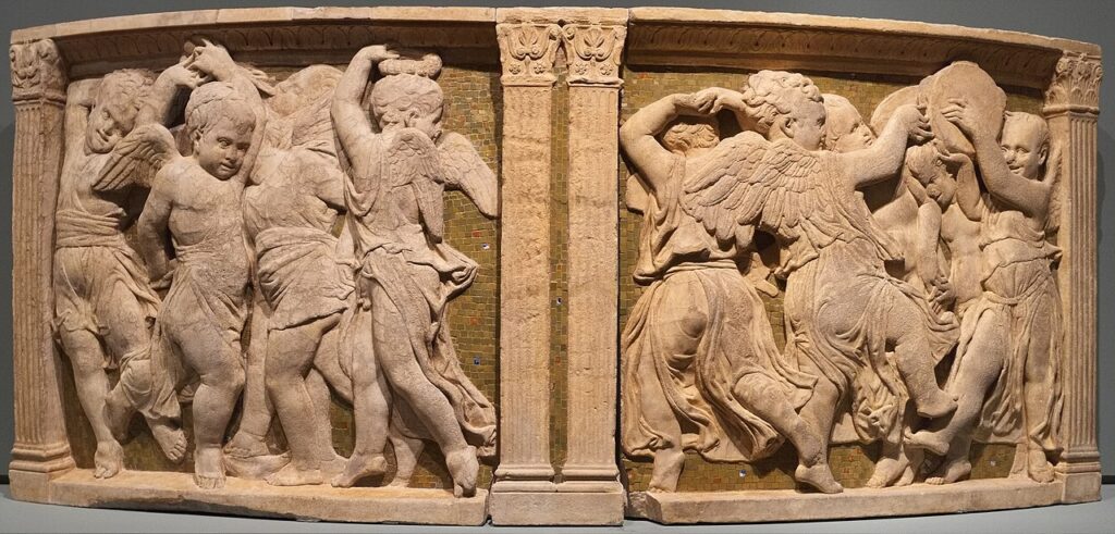 The section of the Prato pulpit reliefs (1434–1438) reflects the joyful expression of movement and musical celebration.