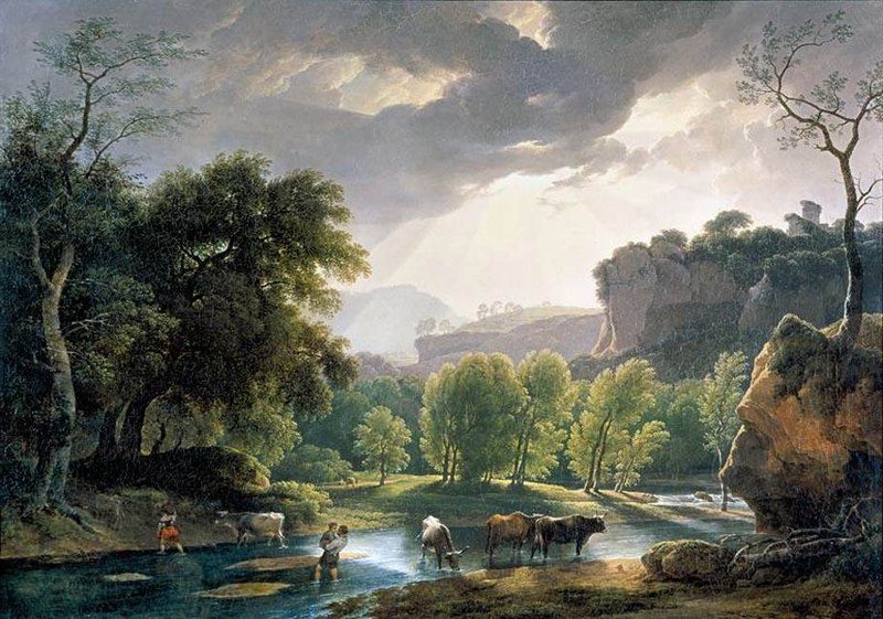 An evocative portrayal of the countryside surrounding Rome, known as the Roman Campagna.
