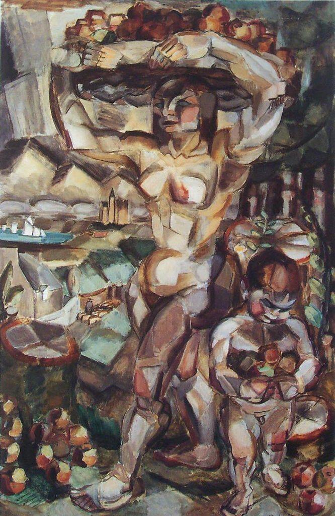 L'Abondance" (Abundance) is characterized by its Cubist style, featuring fragmented forms and multiple perspectives. 