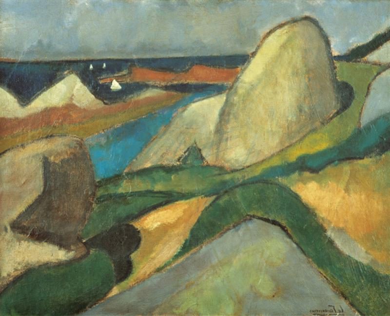 Ploumanac'h, 1908 captures the coastal landscape of Ploumanac'h, known for its distinctive pink granite rocks and scenic beauty.