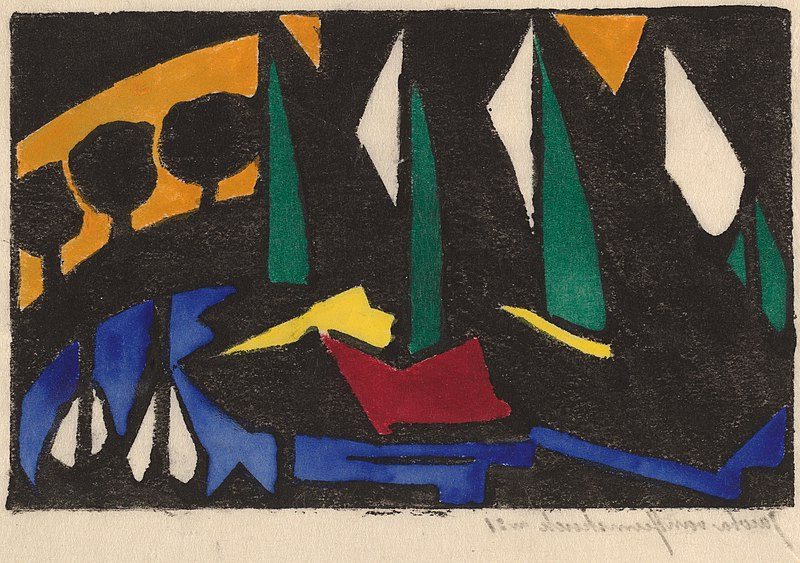 Boat and Trees (1914) demonstrates her move towards modernist abstraction.
