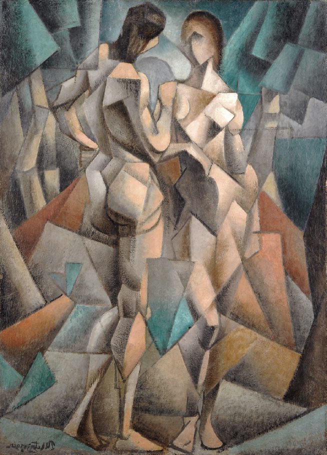 Deux Nus (Two Nudes, Two Women), 1910–11 embodies the Cubist principles of geometric fragmentation, multiple perspectives, and an interplay between volume and space.