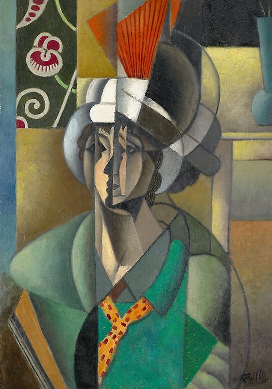 La Femme à l'Éventail (Woman with a Fan), 1913 showcases his evolving approach to geometric abstraction, color, and composition.